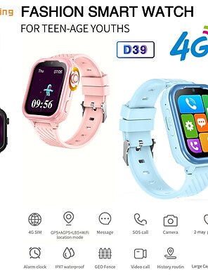 זול -696 D39 שעון חכם 1.85 אִינְטשׁ שעון חכם לילדים Blootooth מד צעדים מזכיר שיחות מותאם ל אנדרואיד iOS ילדים GPS שיחות ללא מגע יד מצלמה IP 67 נרתיק שעון 44 מ&quot;מ