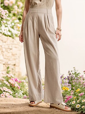 Women's Basic Essential Classic Culottes Wide Leg Chinos