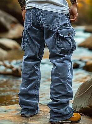 Pantalon Cargo Homme Taille élastique Avec Cordon - Léger, Coupe Droite, Multi-poches - Pour Randonnée, Sport, Quotidien