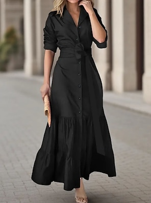 v neck long sleeve dress black Modal Plunge V-Neck Midaxi Dress in Black - M main image 0