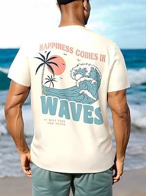 Per uomo Nautico Palma di Cocco Maglietta Manica Corta maglietta