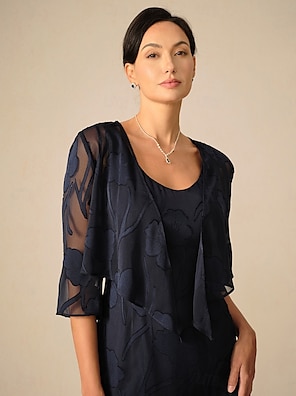 shrug for navy blue dress Navy elegance with a touch of floral grace Comment for link . A timeless navy bodycon dress layered with a flowy grey floral shrug and paired with ivory heels for