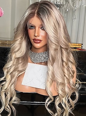 AFBeauty Parrucca In Pizzo Biondo Platino Ondulato Lungo Parte - Foto 7