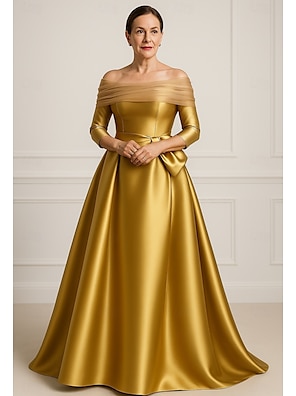 gold engagement dress Berylove Women Ivory Sheath Engagement Dress Long Sleeve Ruched Bateau Neck Bridal Shower Dress With Slit, Ivory / US18W main image 0