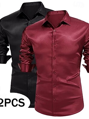 strapless open back dress Dolce & Gabbana Red Silk Collared Long Sleeves Dress Shirt Top – Moon  Behind The Hill main image 1