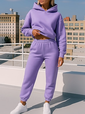 Ensemble Confort Femme Survêtement Femme Velours - Ensemble Sportswear Capuchon Et Pantalon 2 Pièces - Tenue Décontractée Ensemble