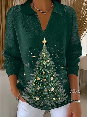 Pull De Noël Femme – Col En V Avec Fausse Fourrure, Imprimé Humour Et Chaud Pour L'hiver