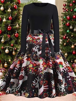 Felpa Con Cappuccio Da Donna A Maniche Lunghe Con Stampa Albero Di Natale Fiocco Di Neve, Blu, S - Foto 5