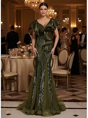 slim fit dress slacks Lace-Up Simple Long A-Line Formal Dress main image 0
