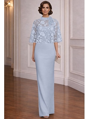 knee length dresses for ladies Two-Piece Lace Jacket Chiffon Mother of Bride Dress main image 1