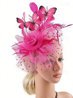 Cappelli fascinator bianchi per le donne Derby da sposa formale cocktail da chiesa cappello da tè con rete  200000297