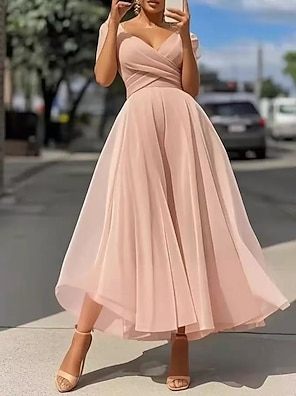 green emerald velvet dress Dreamylily Women Wedding Guest Semi-Formal Dress Light Blue V-Neck Chiffon  Midi Dress