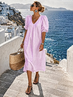 White Cotton Linen Dresses- Online Shopping for White Cotton Linen Dresses  - Retail White Cotton Linen Dresses from LightInTheBox