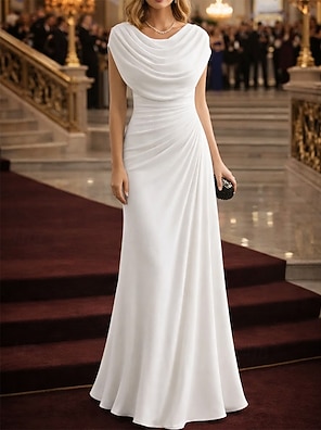formal / gown women's light in the box dresses Short-Sleeve Long Satin Formal Dress with Beads Gold / 10 main image 1