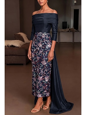 mid evening dresses Poly USA 9642 - Long Taffeta A-line Dress main image 1