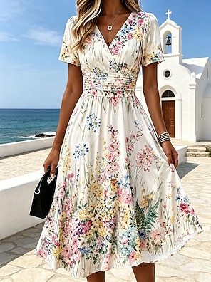boho short dress Coral Boho Patchwork Ruffle Mini Dress M