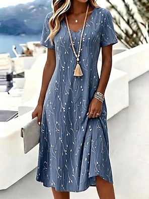 short sleeve casual solid color dresses from lightinthebox Women's Women's Summer Dress V Neck Cotton Linen Summer Dress Women Blue, blue, S Fashion White Dresses For Women- Online