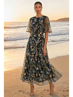 formal dresses for aunt of the bride Amazon.com: LEEZHOO Tea Length Grandmother of The Bride Dress with Sleeve  Floral Lace Chiffon Light-Blue Evening Dresses for Women Elegant Classy-US  14 : Clothing, Shoes & Jewelry