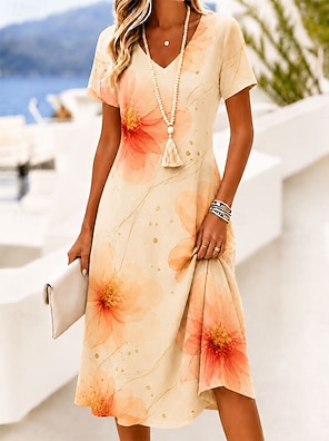 short sleeve casual solid color dresses from lightinthebox Women's Maxi Dress Sheath Dress Elegant Solid Color Short Sleeve V Neck  Brown 2026