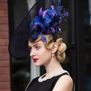 Elegant Flax Feather Women/Ladies Wedding Party Veil Prom Evening Formal Hat Cap 
