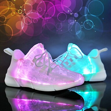 Men Women Outdoor Sport LED Light UP Canvas Sneakers Knit Running Shoes Trainers Blue 