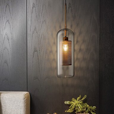 Modern Gold Cylinder Single Pendant Light Home Cafe Mini LED Ceiling Lights 110V 