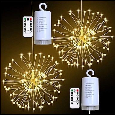 180LED Hanging Decor Lights Starburst Fireworks Fairy String Lamp with Remote 