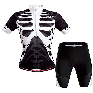 Lovoski Men's Bike Cycling Jersey Skeleton T Shirt Top w/ Shorts Pants Set 