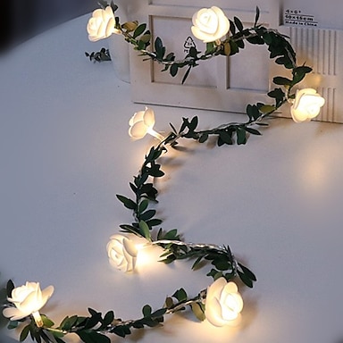 2Pcs 20 LED Battery Rose Flower Fairy String Lights Christmas Party Decorative 