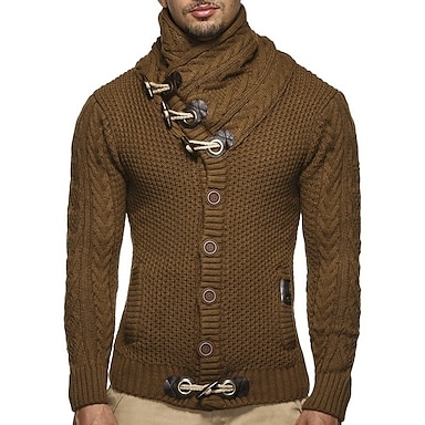 Men's Sweater Pullover Sweater Jumper Turtleneck Sweater Knit Sports ...