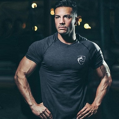 Men's Workout Breathable Tee Short Sleeve Workout Training Bodybuilding 