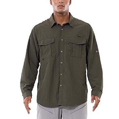 XXL Tactical Shirt Long Sleeve Hunting Hiking Vent Ripstop Water Resistant Green 