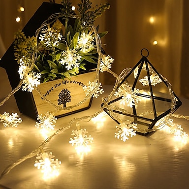 3m-6m Christmas LED Snowflake String Fairy Lights Battery Operated Xmas Light US 