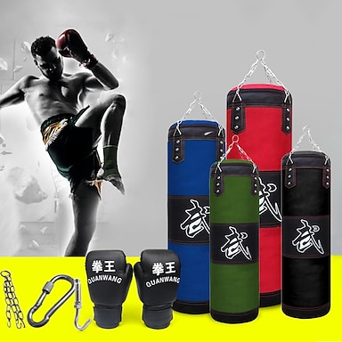 Sturdy Boxing Sandbag & Gloves Empty Karate Fitness Kickboxing Punching Bag 