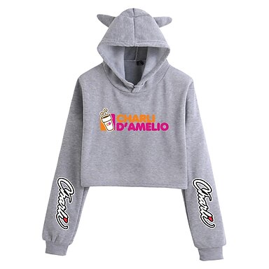 Ispirato da Cosplay Charli D'Amelio Felpa con cappuccio crop top Anime  Misto poliestere / cotone Stampe astratte Stampe Harajuku Grafica Top corto  Per Per donna / Per uomo del 8254120 2022 a $26.44