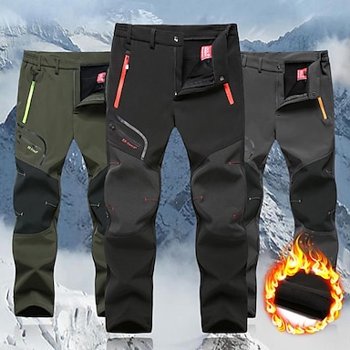 Thermal Men's Autumn Winter Pants Fleece Lined Warm Ski Hiking Trousers 