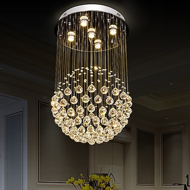 H:80cm New Luxury Modern Ball Round Pendant Lamp K9 Crystal Ceiling Lighting 