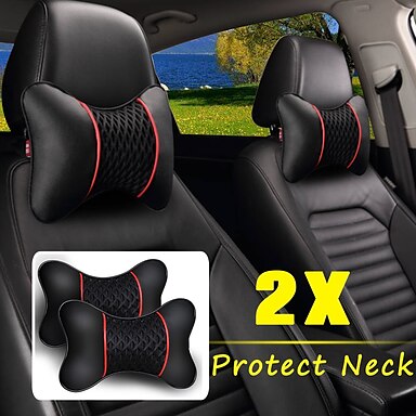 HOT SALE 2PCS PU Leather Car Seat Head Neck Rest Cushion Pad Headrest Pillow