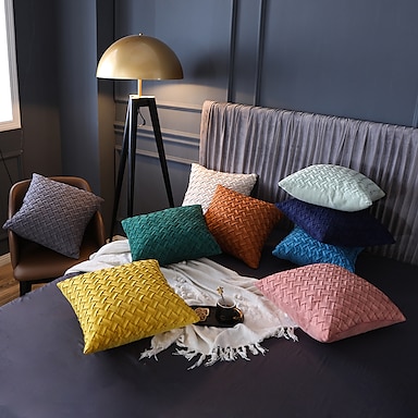 Solid Suede Colors Plain Design Decor Pillow Case Cushion Cover Square 45x45cm 