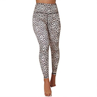 PAQOZ Womens Yoga Pants Ladies Leopard Print Casual Sports Yoga Workout Gym Fitness Exercise Pants