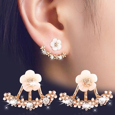 Women Elegant Crystal Rhinestone Ear Stud Daisy Flower Drop Earrings Jewelry New 