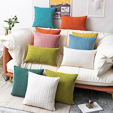 GLF Pillowcases Velvet Solid Multi-Color Home Decor Sofa Bed Car Cushions Covers 