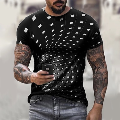 Men's Unisex Tee T shirt 3D Print Graphic Optical Illusion Plus Size ...