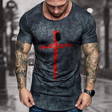 Men T-Shirts Casual Round Neck New York Letter Print Graphic Simple Slim Fit Cotton Tops Blouse 
