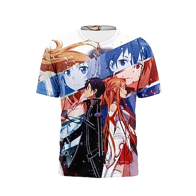 Sword Art Online Anime Manga Cosplay Rundhals T-Shirt Shirt Kostüme Polyester 