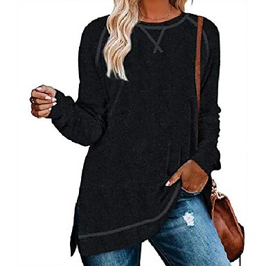 Aokosor Womens Long Sleeve Tops V Neck Jumpers Solid Color Sweatshirts 