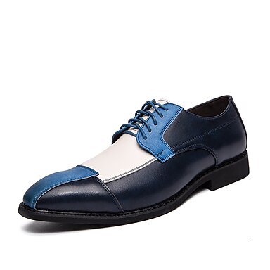 New men's shoes casual fashion lace up oxfords synthetic royal blue white prom 
