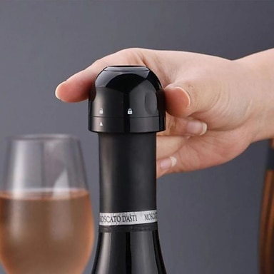4pcs Black Wine Bottle Vacuum Saver Sealer Plug Button Stoppers Preserver Pump 