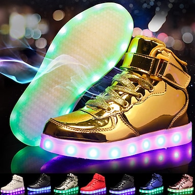 24XOmx55S99 Kids Boys Girls High Top USB Charging Led Shoes Light Up Flashing Shoes Fashion Sneakers 