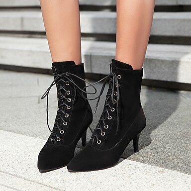 Mujer Botas Botines Botines Con Cordón Tacones cerrados Dedo Puntiagudo  Diario PU Cordones Color sólido Negro Rojo / Botines / Hasta el Tobillo /  Botines / Hasta el Tobillo 8767493 2022 – $46.01